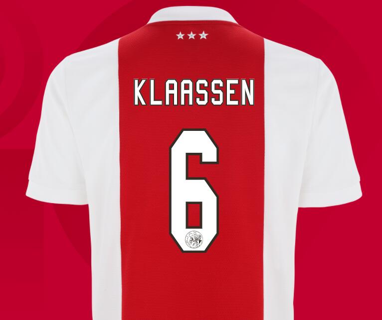 2021/22 Ajax Home Kit Soccer Jersey with Klaassen 6 printing